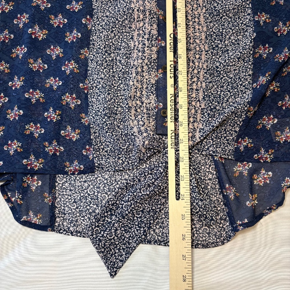 Knox Rose Sleeveless Floral Sheer Tie Front Top Size Small - Picture 4 of 8